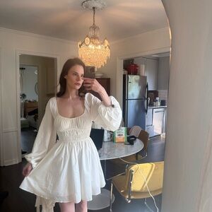 Staud Bow Ruched Shell Mini Dress